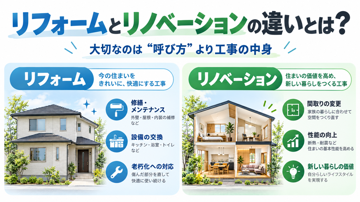 リフォームとリノベーションの違いとは？工事名より大切な住まいの直し方